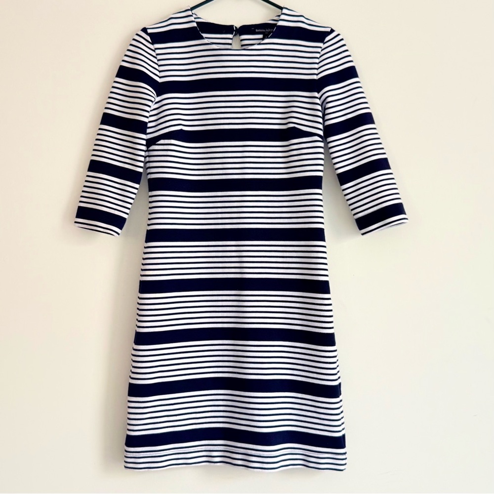 Banana Republic Navy and White Striped Sheath Dress